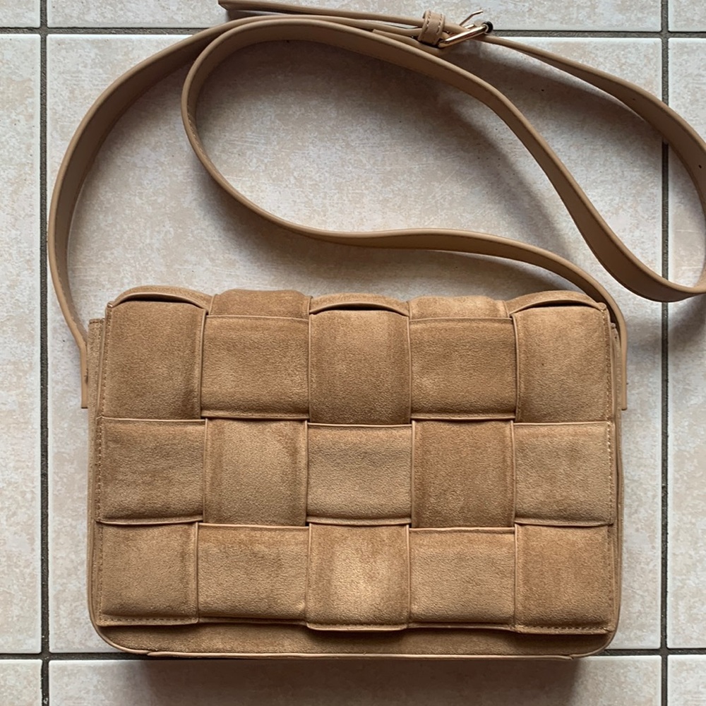 Call it Spring Woven Suede-like crossbody bag